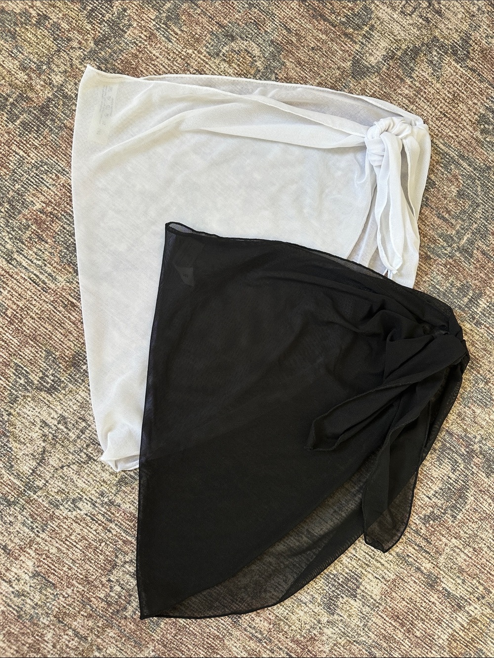 Teen size Sheer Beach Sarong Wraps in Black & White